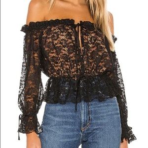 Majorelle Revolve Rayford Black Lace Top XXS NWOT